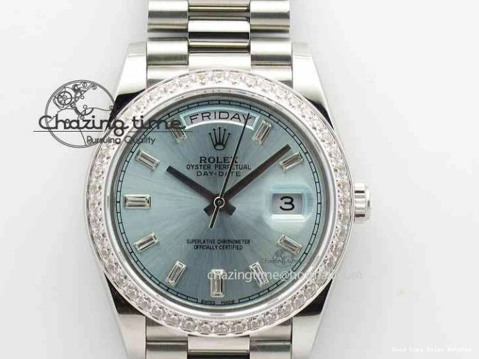 Best AAA Replica Sites 3699 BP Stylish SS Maker Best Ice SS On Bracelet Bezel Diamond ETA Day Blue 40mm Date Edition Dial 1228